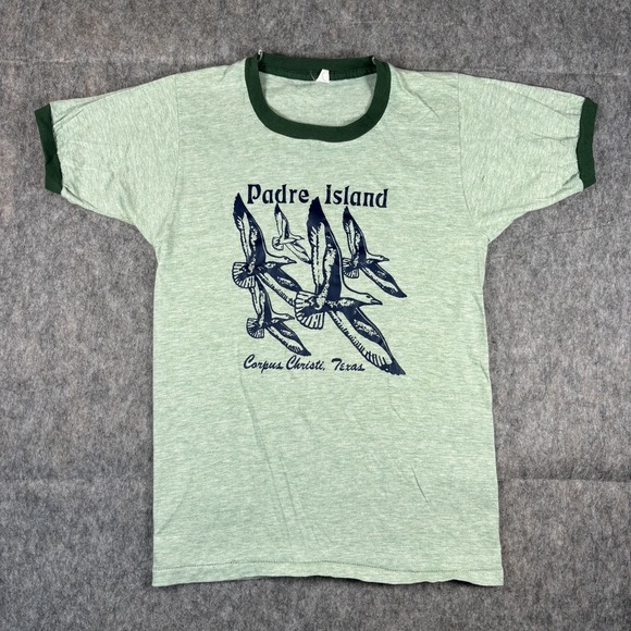 Vintage Other - Vintage 1980s South Padre Island Ringer T-Shirt Men's Small Green‎ Nature Texas
